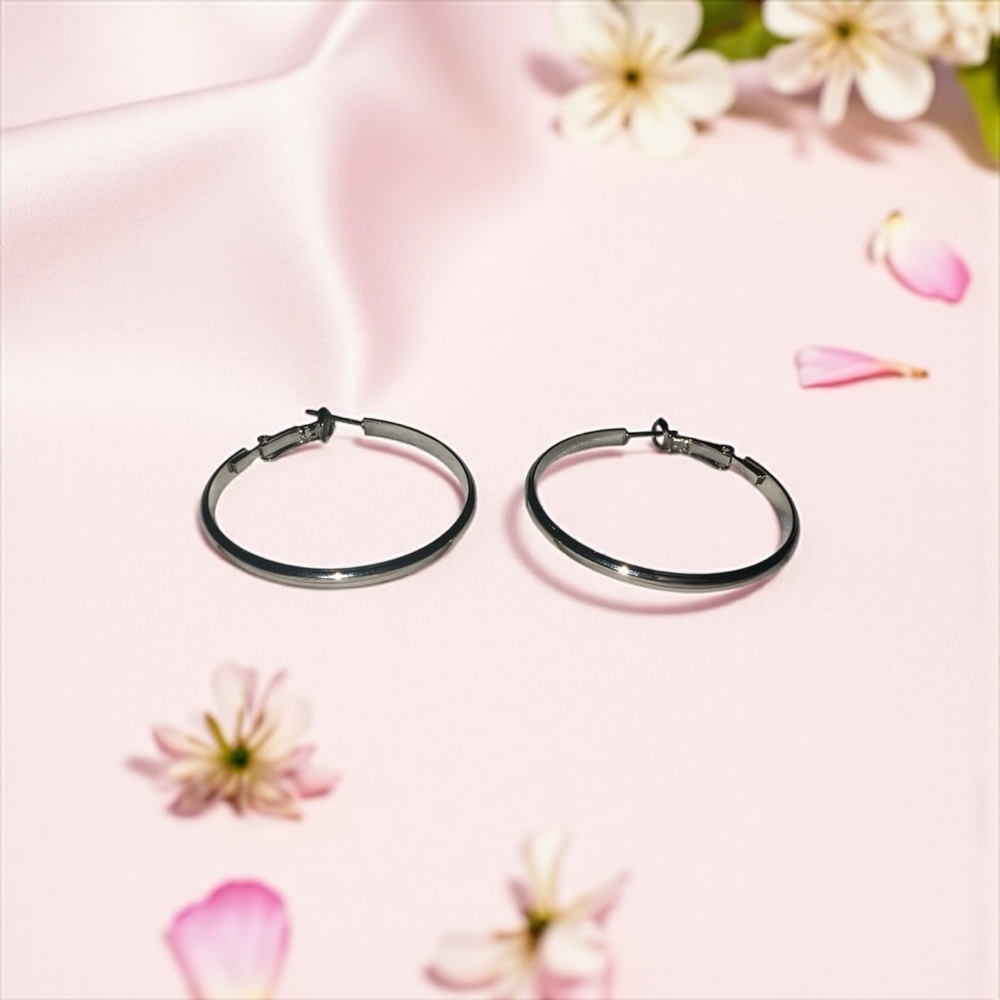 Silver Plated Thick Hoop Earrings